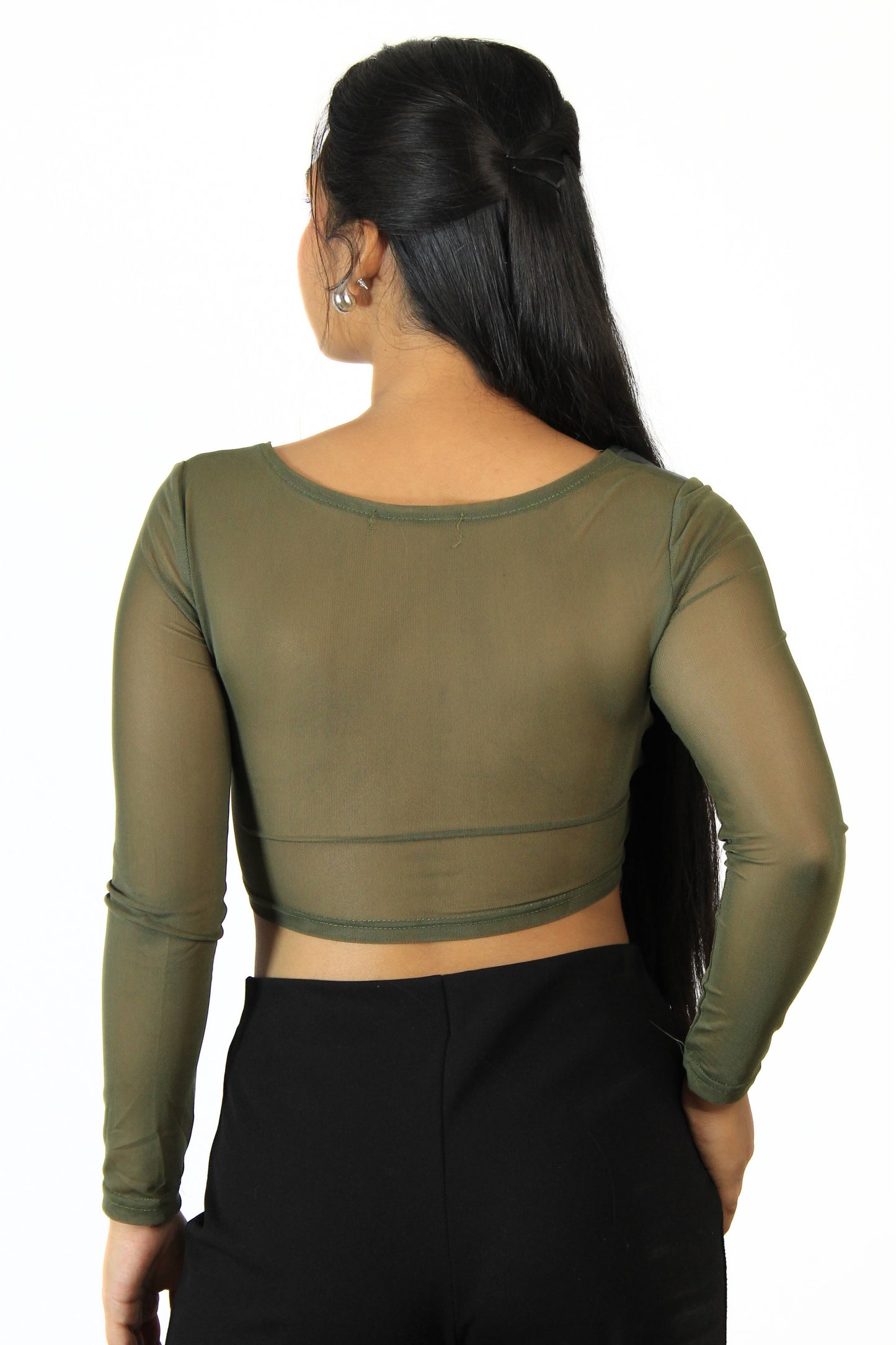 Leather Zip Top : Olive Green