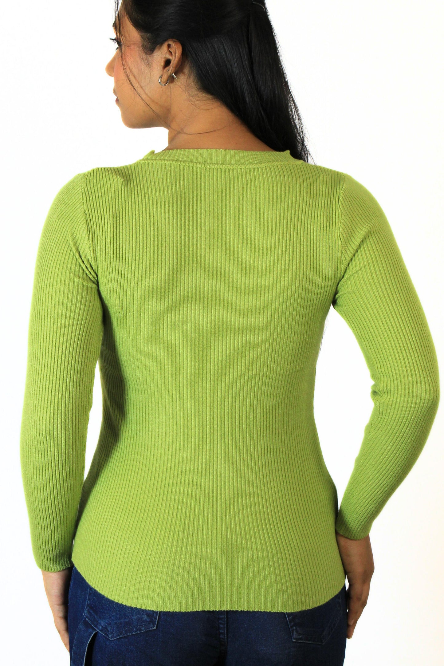 Ribbed Round Top (Parrot Green)
