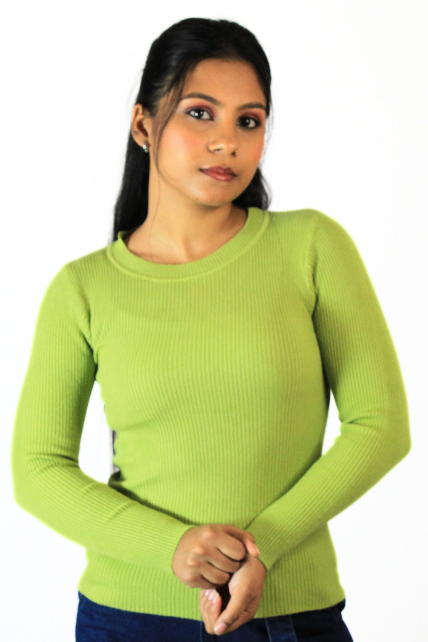Ribbed Round Top (Parrot Green)