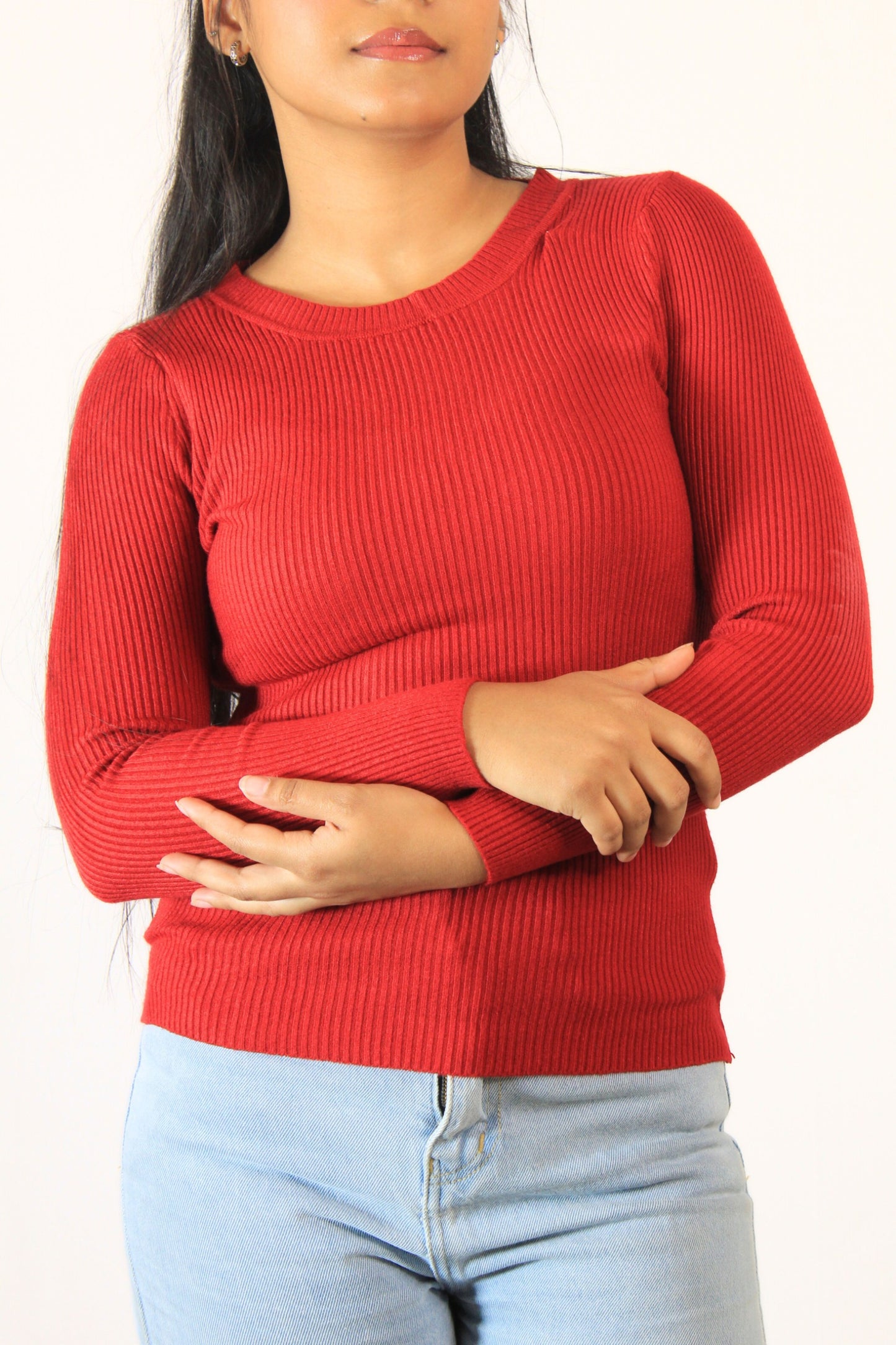 Ribbed Round Top : Red