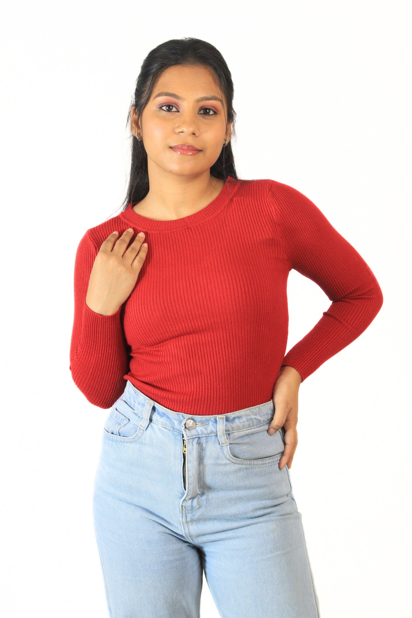 Ribbed Round Top : Red