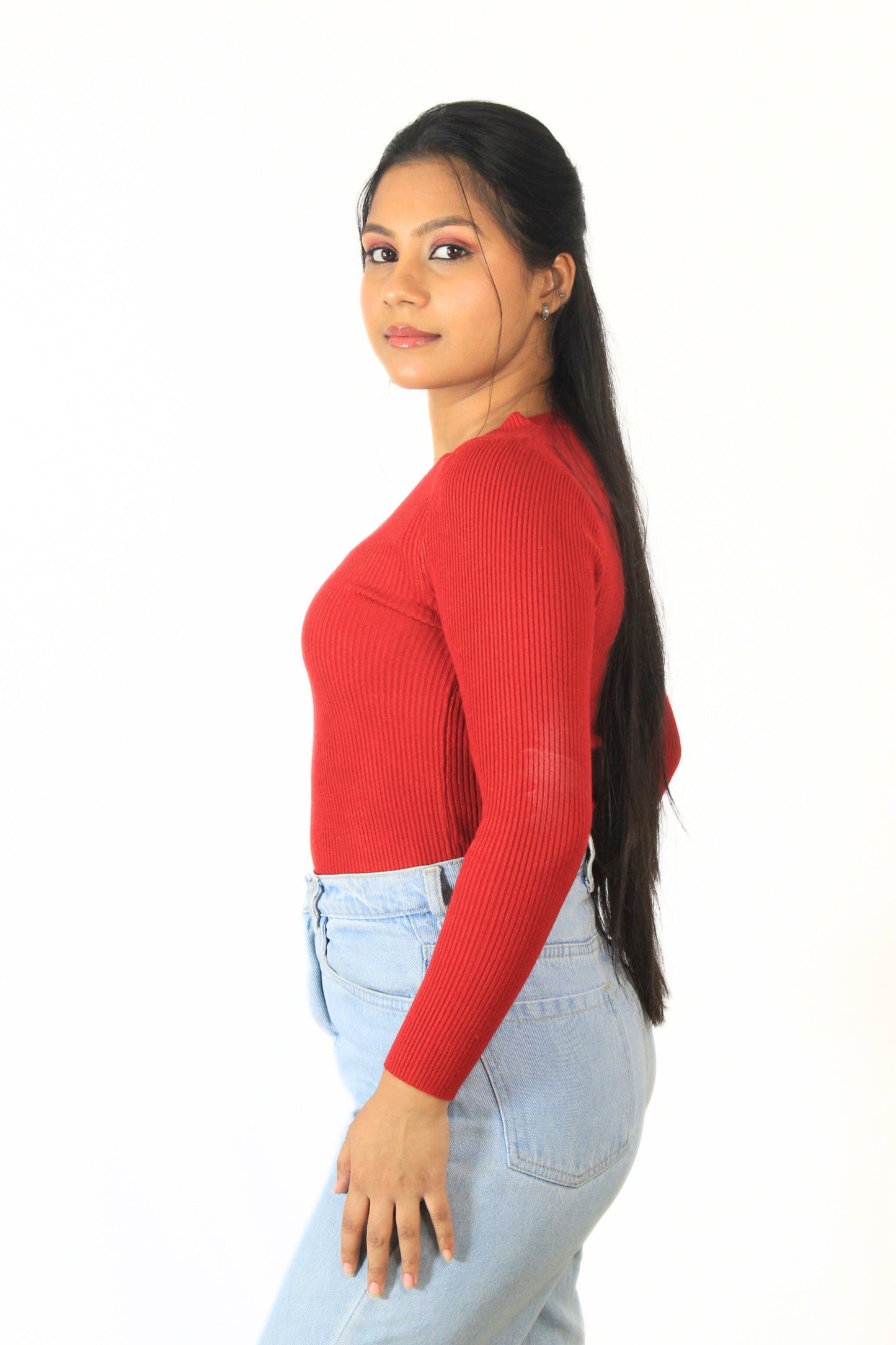 Ribbed Round Top : Red