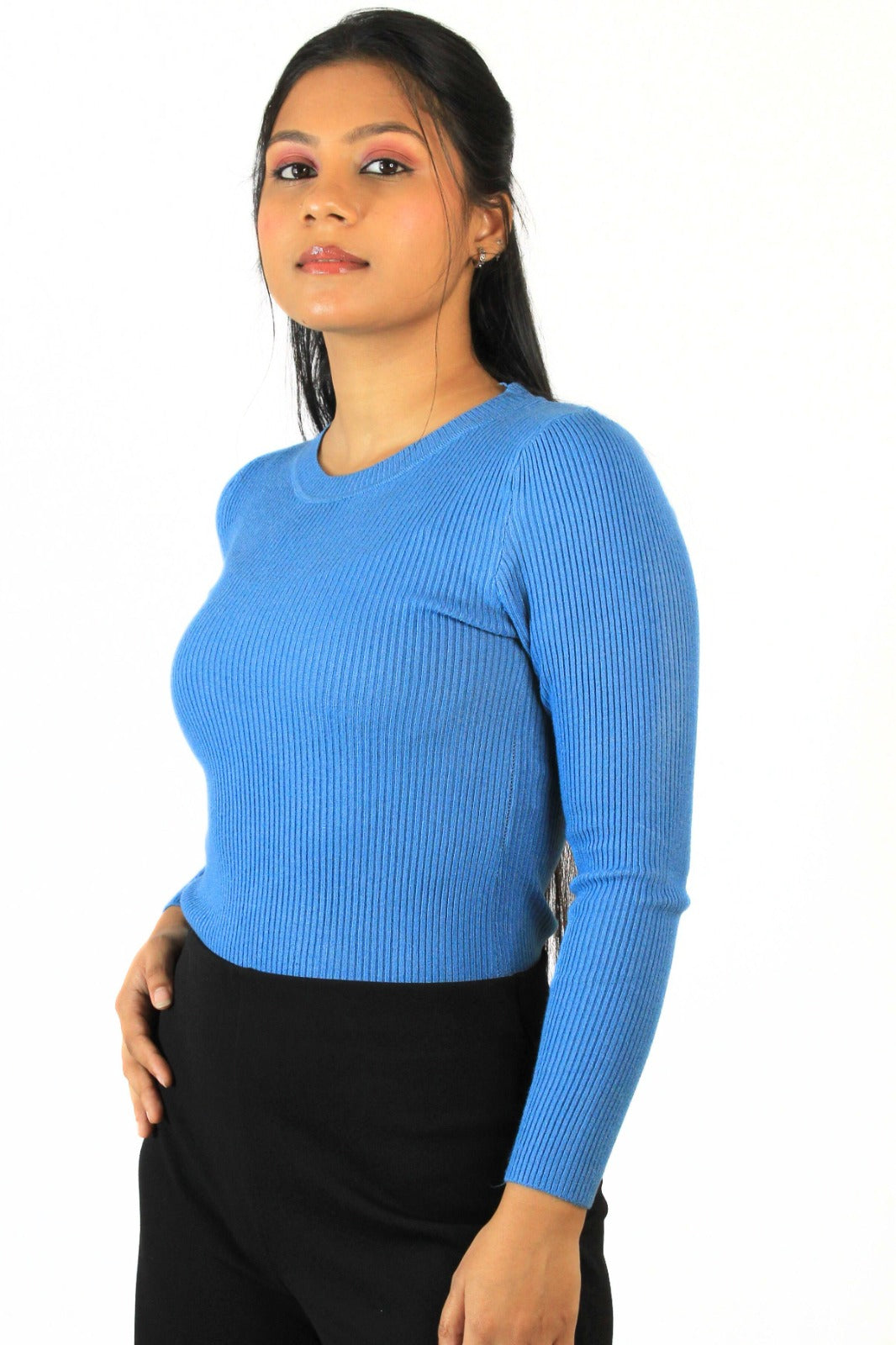 Ribbed Round Top :Blue