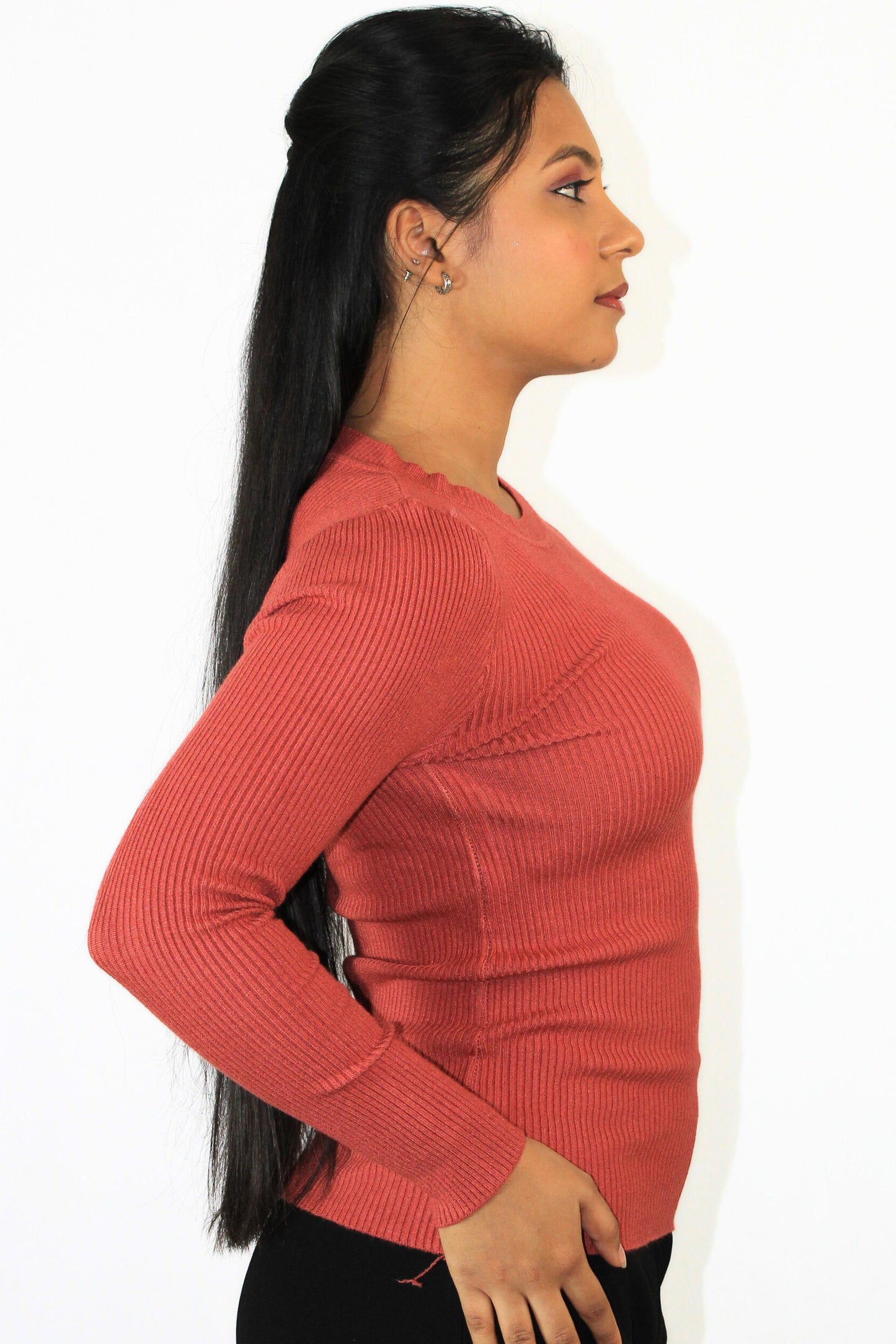 Ribbed Round Top (Orange)