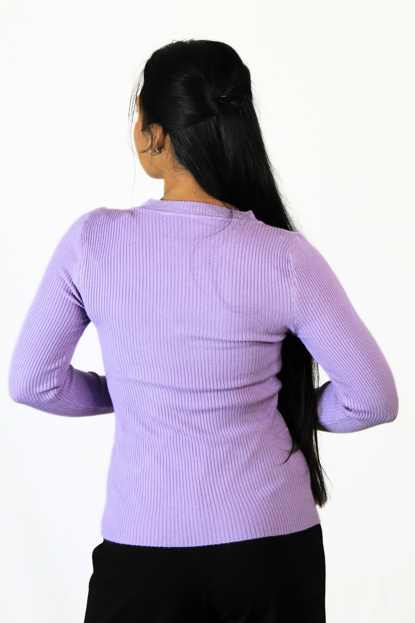 Ribbed Round Top : Purple