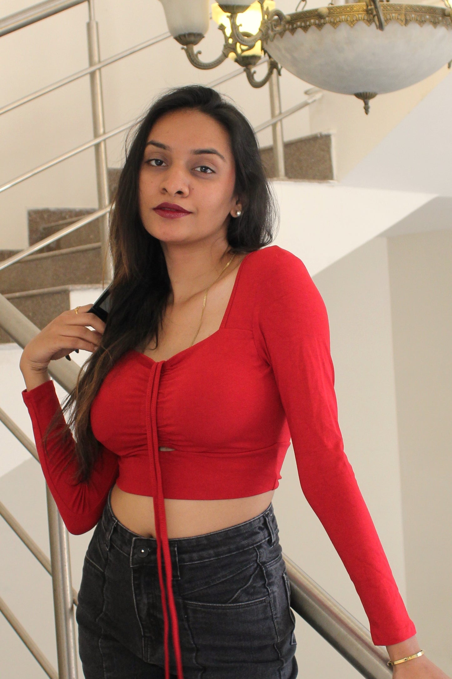 Frt Knot Tiered Top : RED