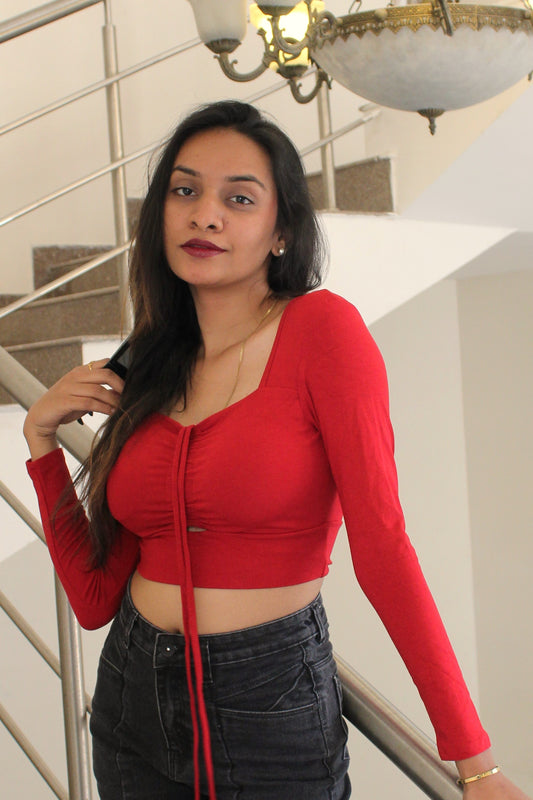 Frt Knot Tiered Top : RED