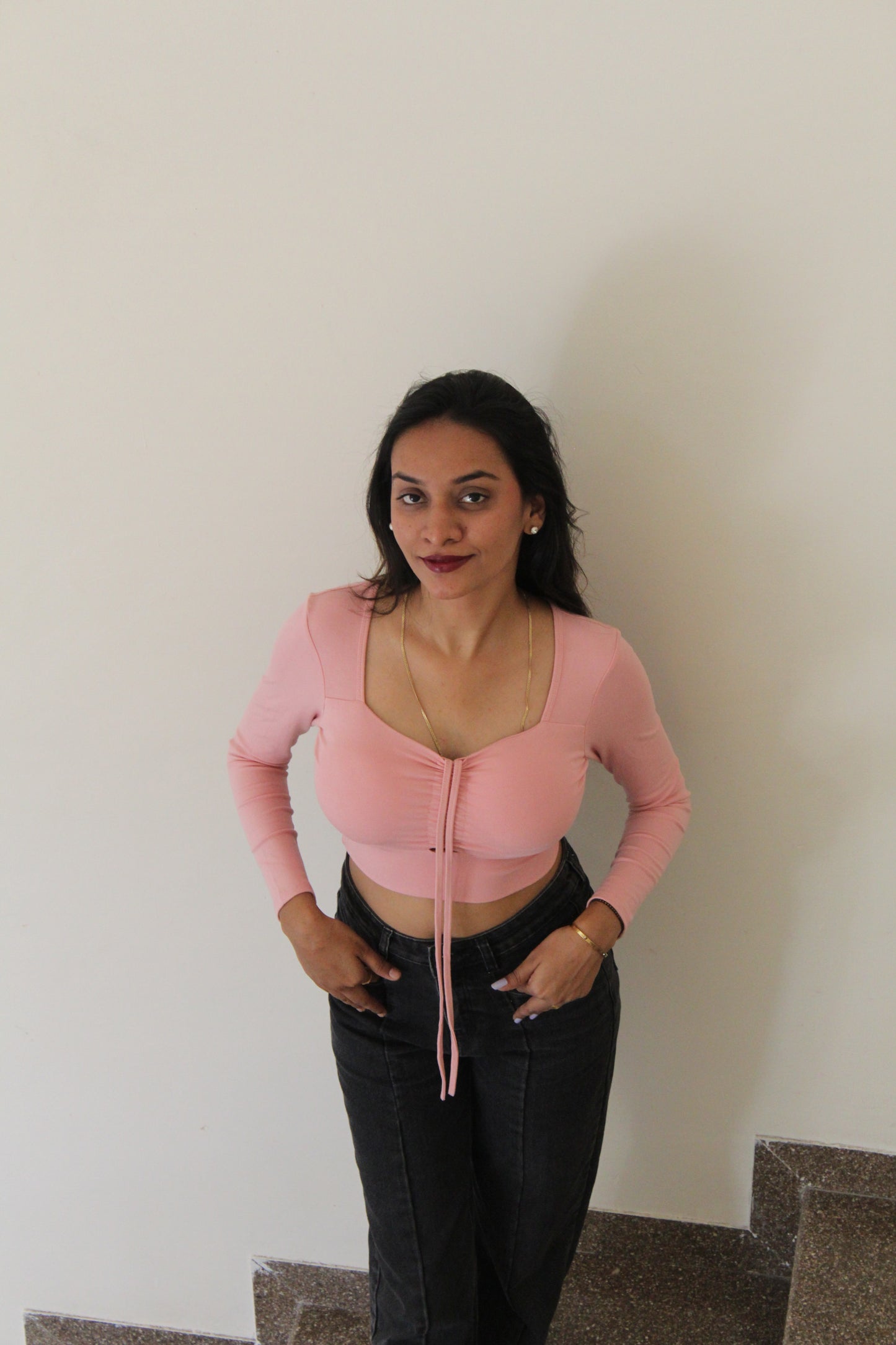 Frt Knot Tiered Top : PINK