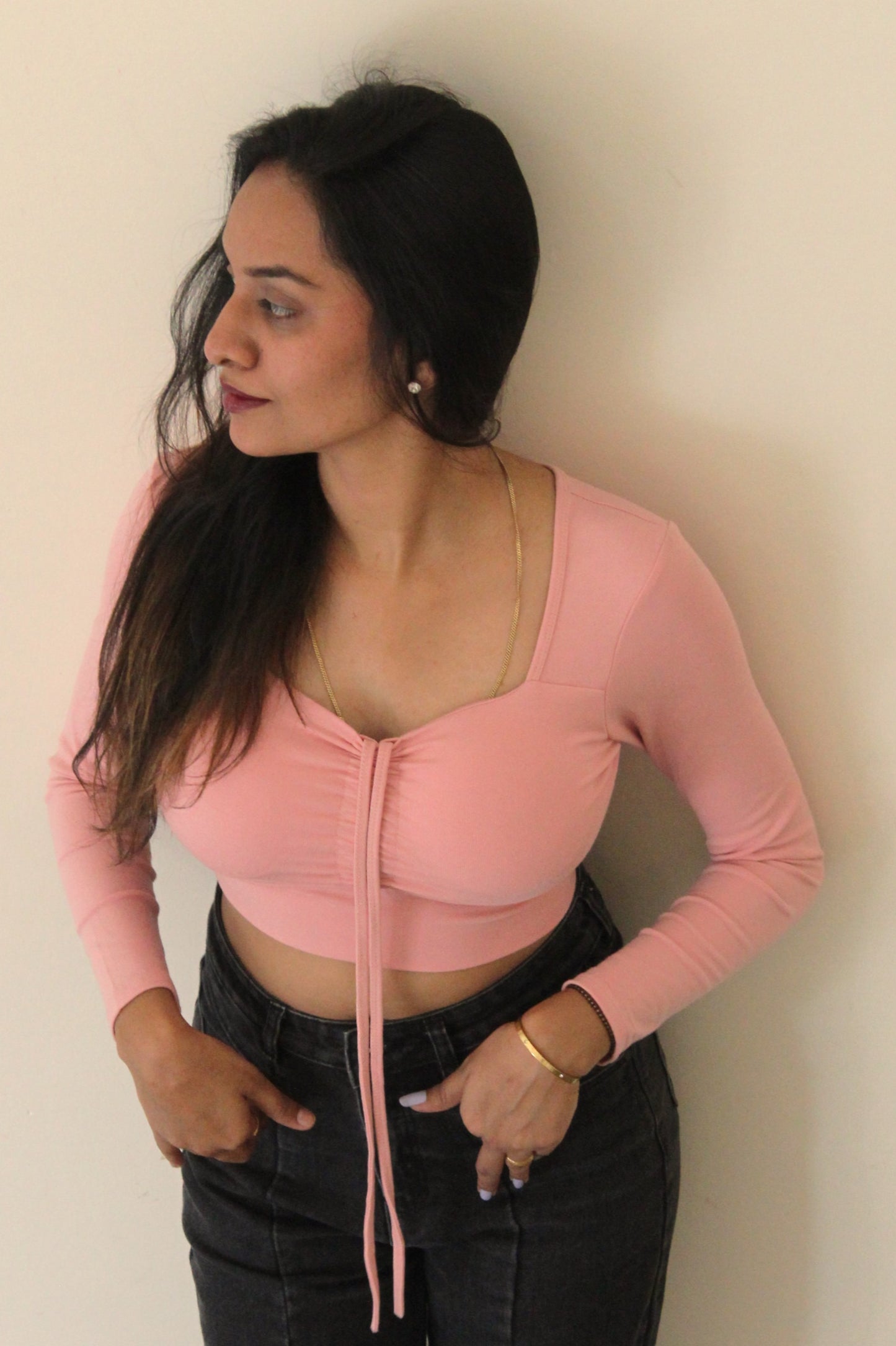 Frt Knot Tiered Top : PINK