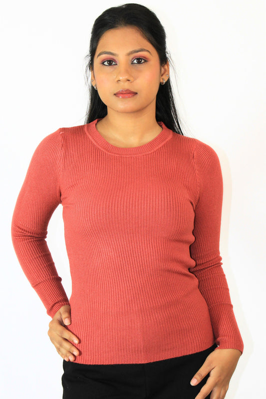Ribbed Round Top (Orange)